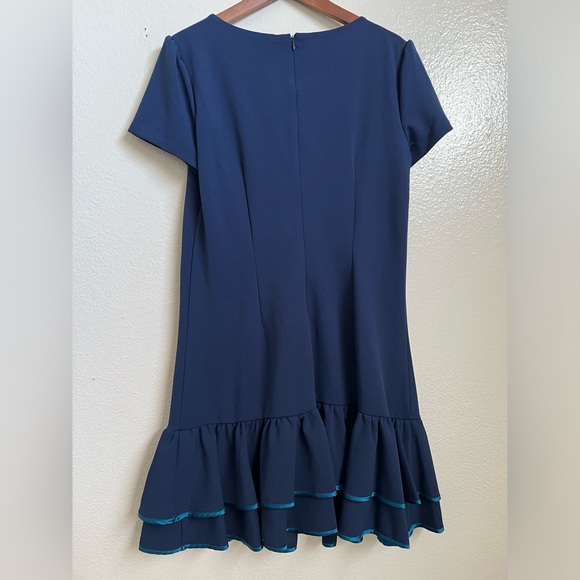 BETSEY JOHNSON - Scuba Crepe Dress With Ruffle Hem Size 12 - Picture 3 of 5